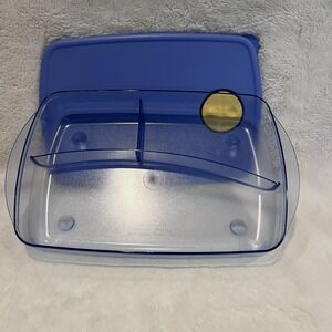 Tupperware Rock N Serve Divided Container 3990A-2 Microwave Reheatable Blue NWOB